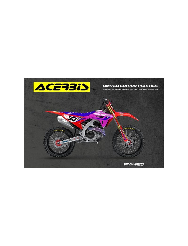 ACERBIS FULL PLASTIC KIT HONDA CRF450 21/24 + CRF250 22/24 - RED/PINK