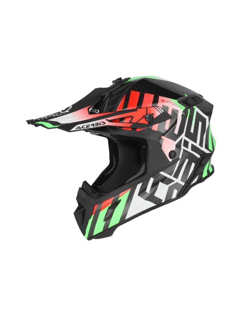 ACERBIS MX HELMET STEEL CARBON 22-06 - GREEN/RED