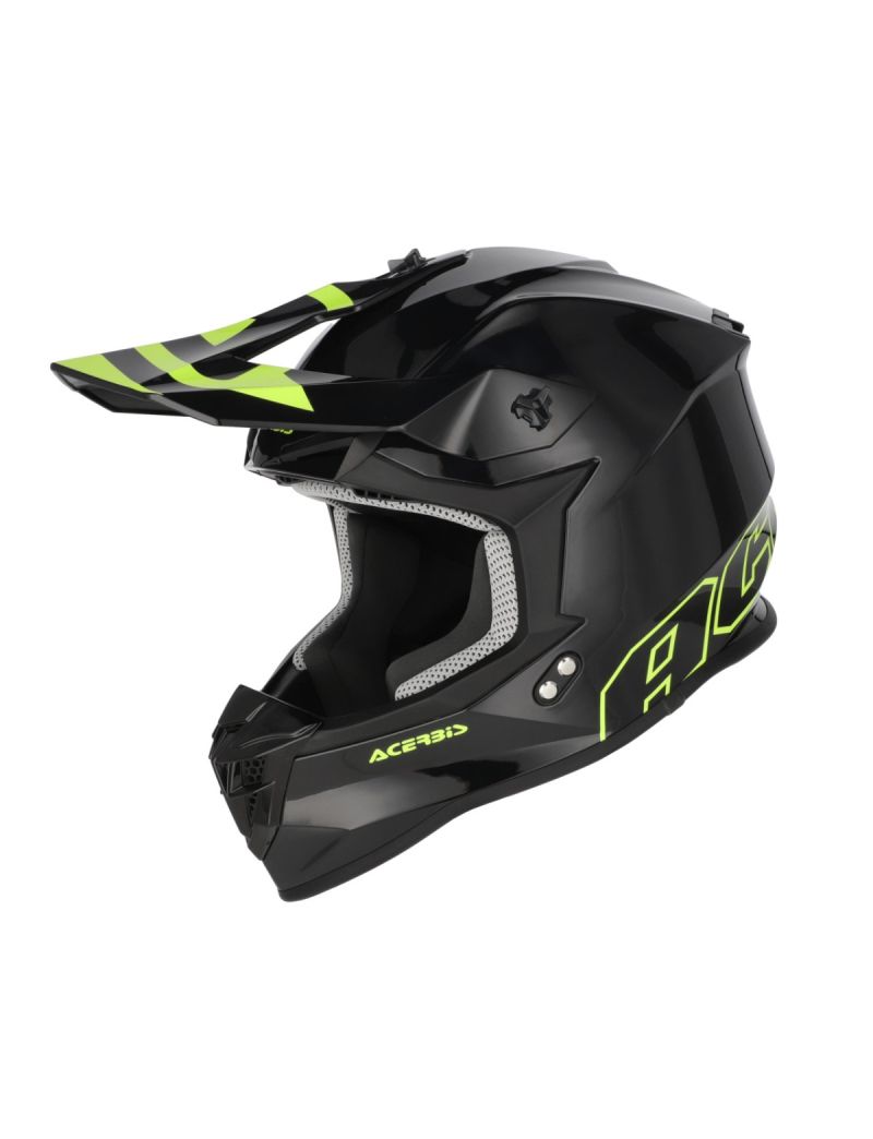 ACERBIS MX HELMET LINEAR SOLID COLOR 22-06 - BLACK/FLUO YELLOW