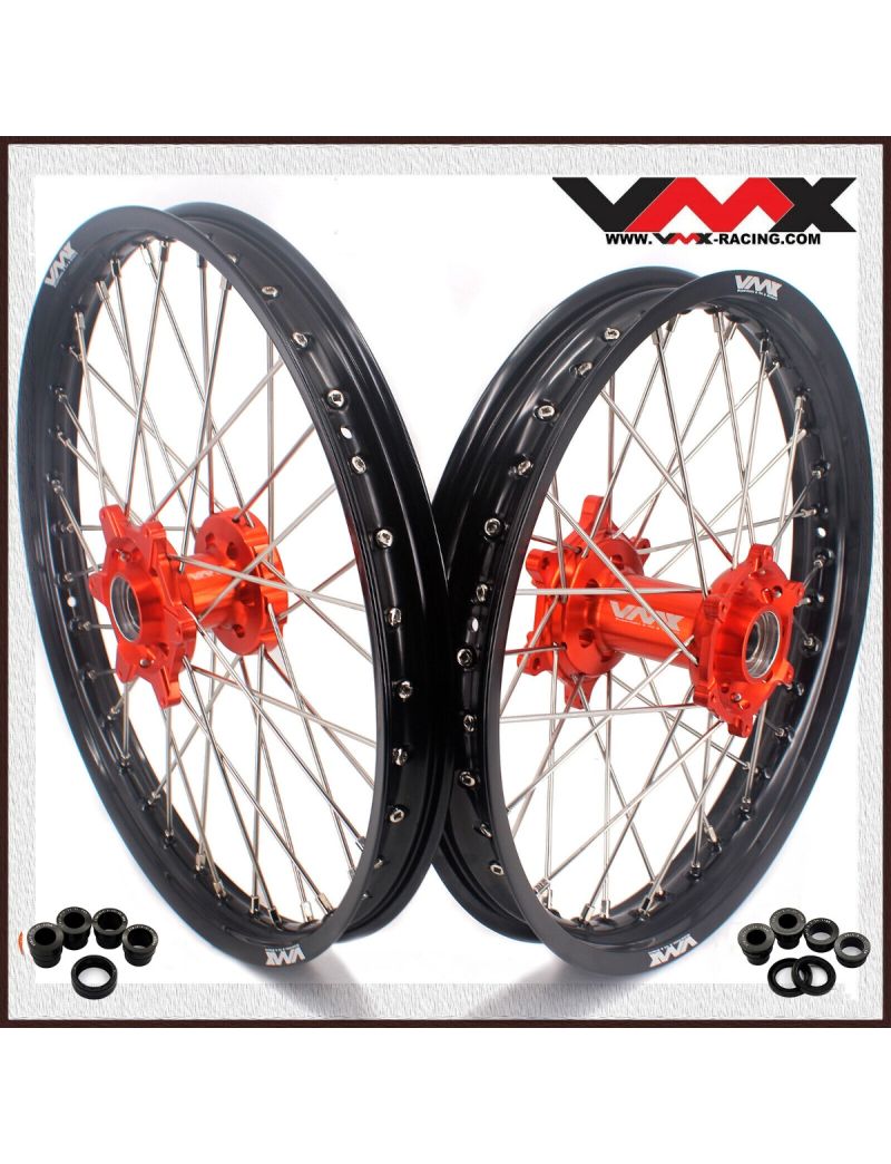 COMPLETE WHEELSET KTM-HUSQVARNA-GASGAS-STARK VARG 21'-18' - ORANGE/BLACK