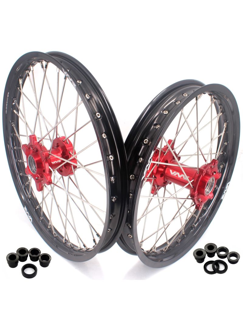 COMPLETE WHEELSET KTM-HUSQVARNA-GASGAS-STARK VARG 21'-18' - RED/BLACK