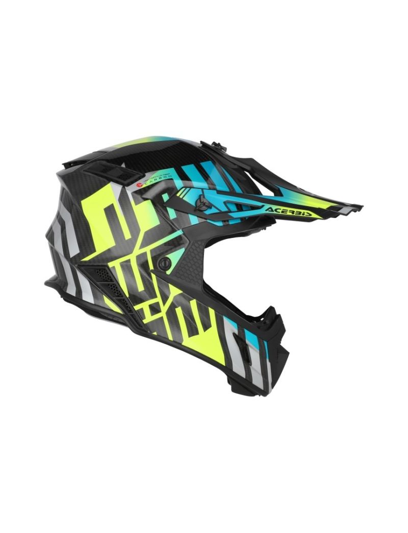 ACERBIS MX HELMET STEEL CARBON 22-06 - LIGHT BLUE/FLUO YELLOW