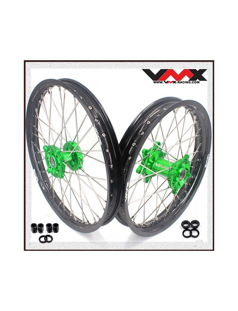 COMPLETE WHEELSET KAWASAKI KXF 21'-19' - GREEN/BLACK